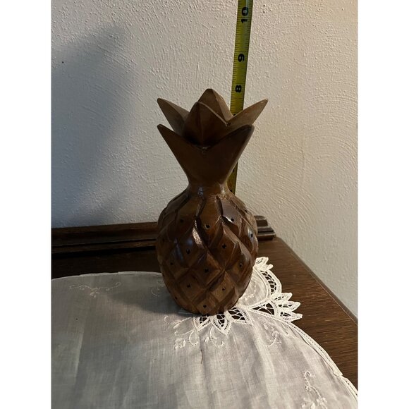 Mid Century Modern Wood Pineapple, holes for toothpicks to hold appetizers - Picture 4 of 5